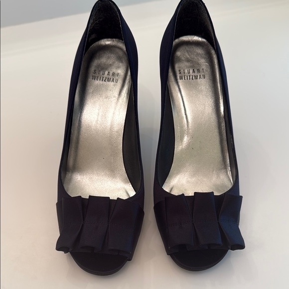 Stuart Weitzman Navy Peep Toe Heels - Picture 1 of 6